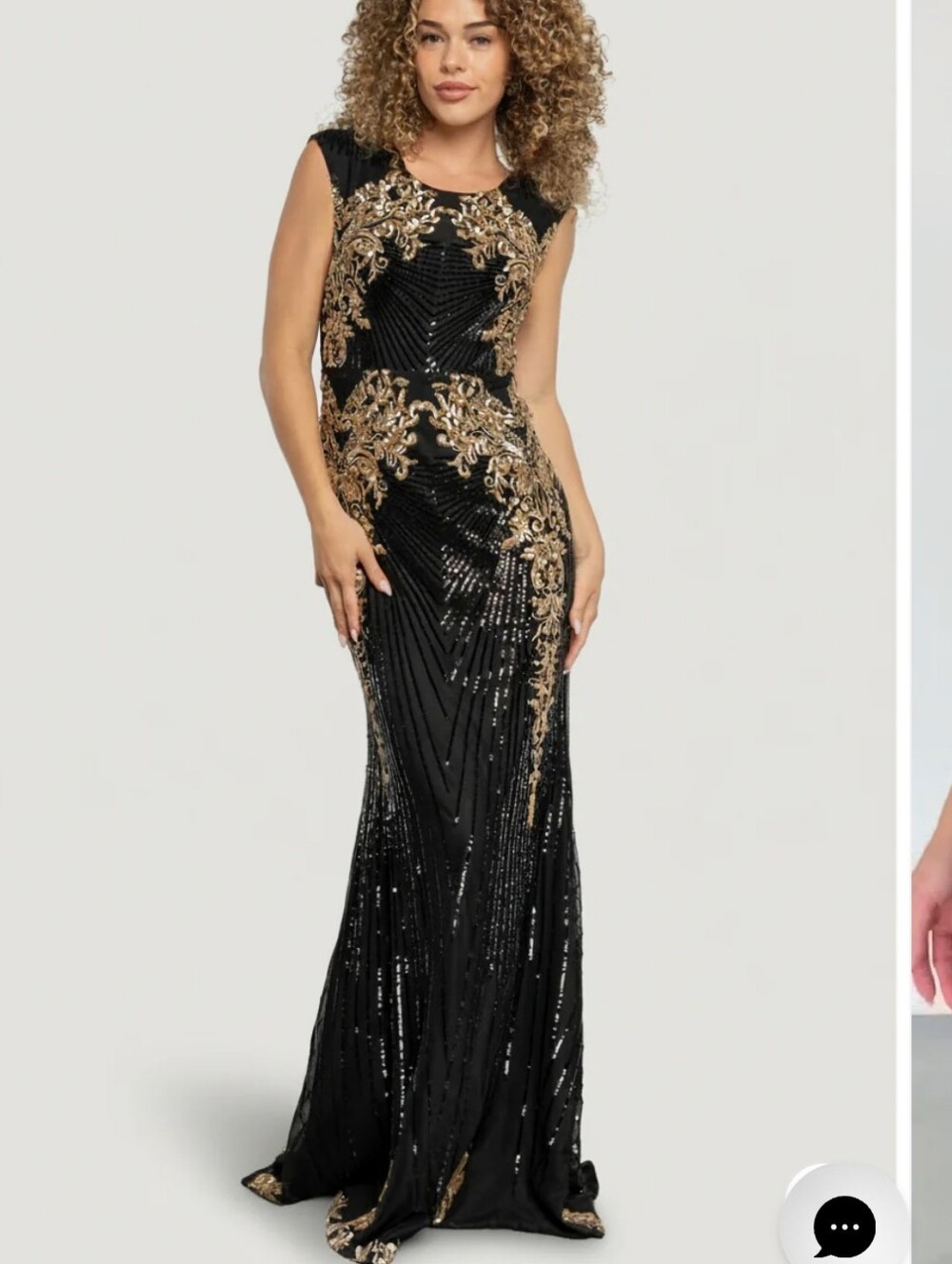 Baltic Born Azura Black & Gold Sequin Evening Gown